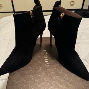 Black suede Gucci ankle booties